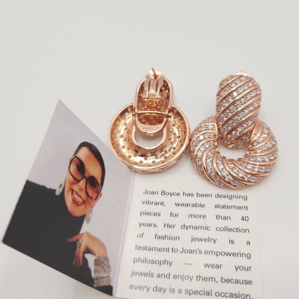 Bold Door Knocker Earrings Joan Boyce Rose Gold Tone Hollywood Regency Glam